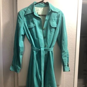 Turquoise ultra suede raincoat